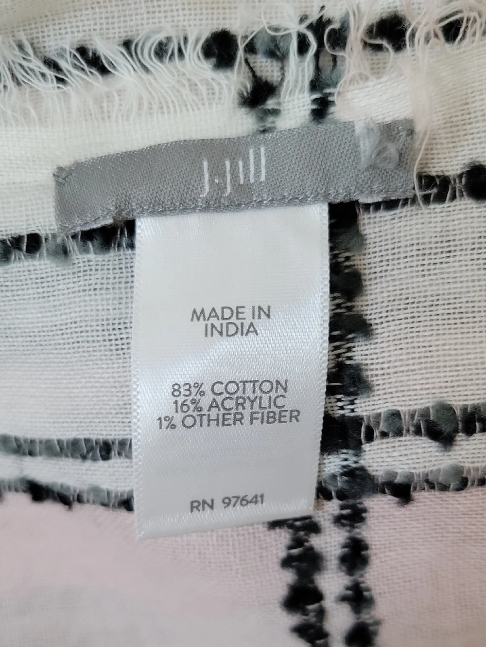 J Jill Pink‎ White Plaid Square Scarf Eyelash Fringe 40